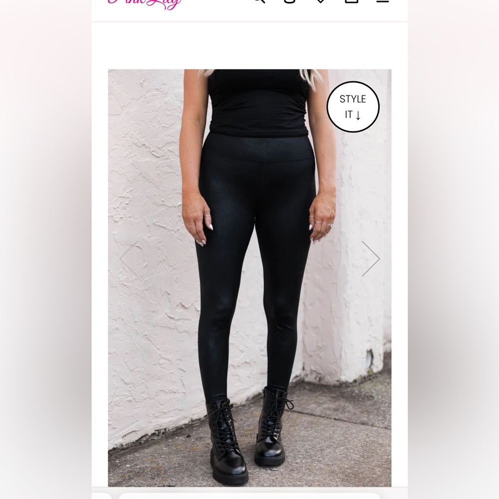 Pink Lily X Krista Horton Faux Leather Leggings L
